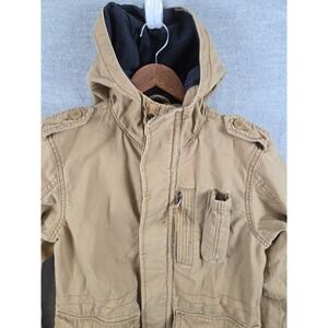 Gap Kids Boys M 8 Field Jacket Lined Hooded Beige Barn Chore Utility Gorpcore
